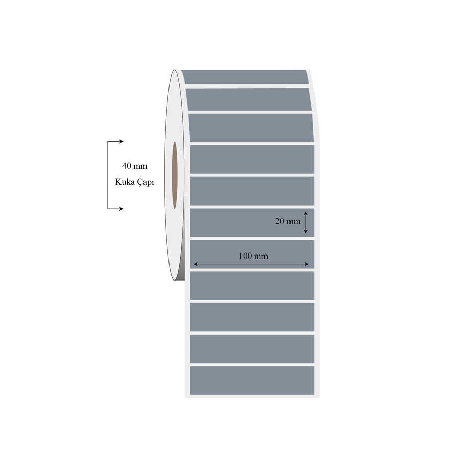 100mm x 20mm Tekli Silvermat Etiket