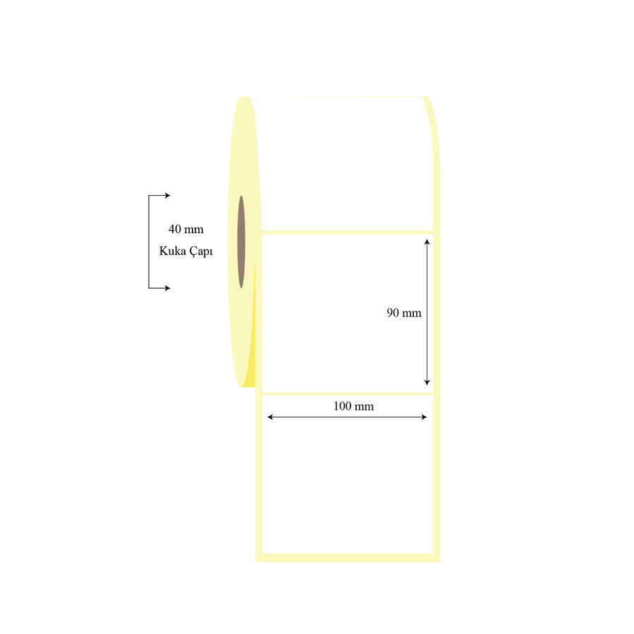 100mm x 90mm Tekli Kuşe Etiket