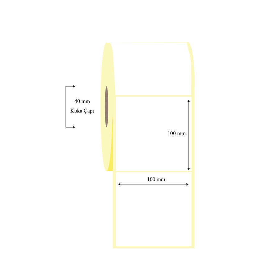 100mm x 100mm Tekli Kuşe Etiket