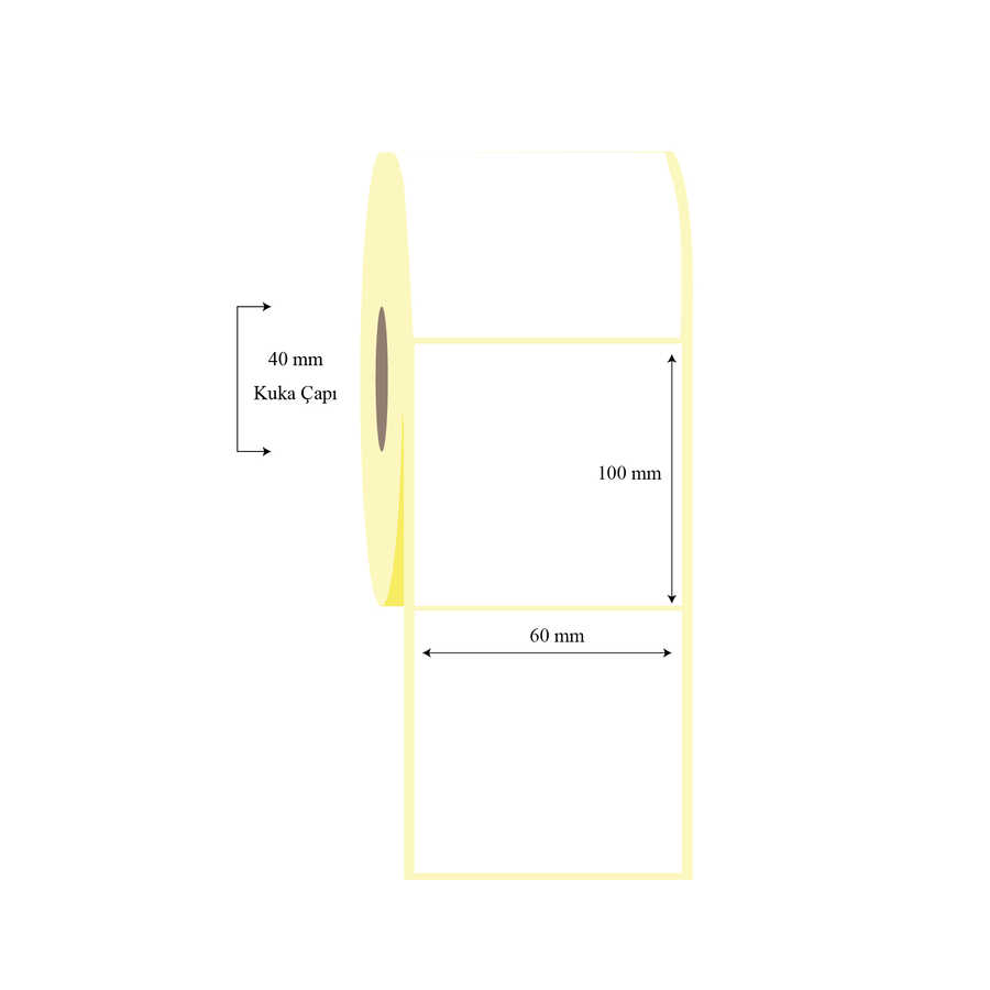 60mm x 100mm Tekli Kuşe Etiket