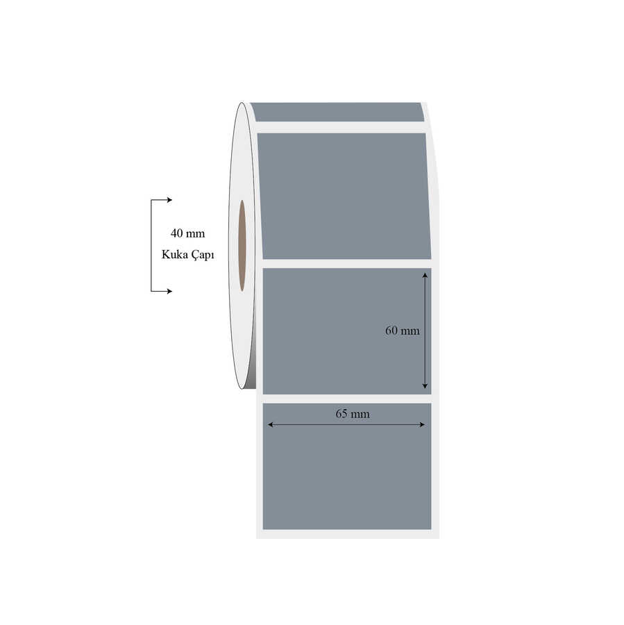 65mm x 60mm Tekli Silvermat Etiket