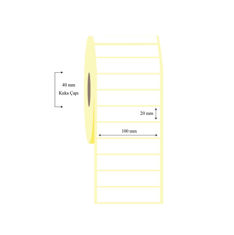 100mm x 20mm Tekli Kuşe Etiket