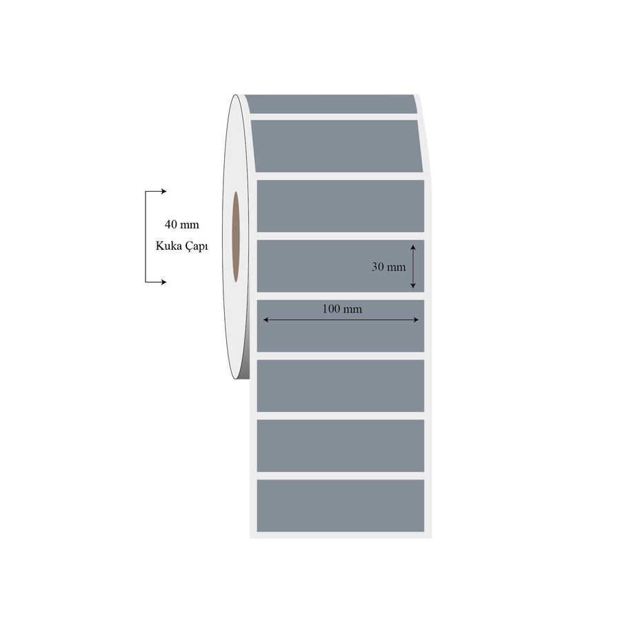 100mm x 30mm Tekli Silvermat Etiket