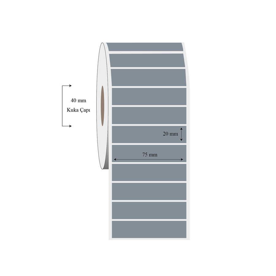 75mm x 20mm Tekli Silvermat Etiket