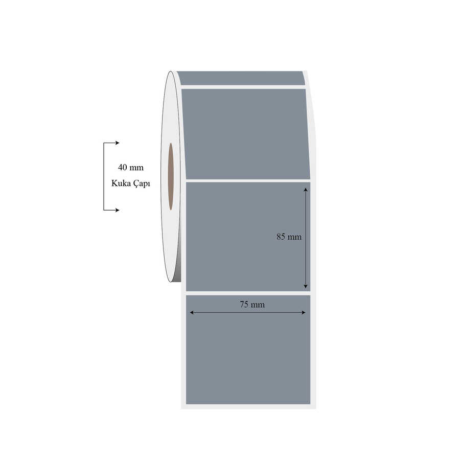 75mm x 85mm Tekli Silvermat Etiket