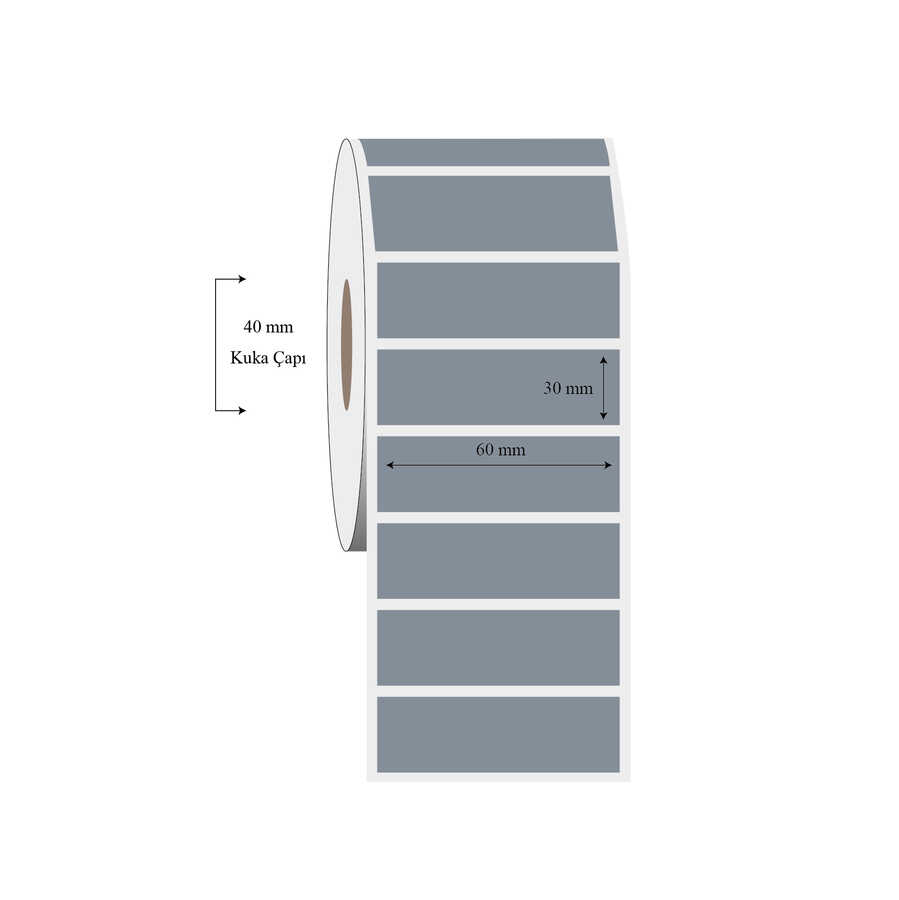 60mm x 30mm Tekli Silvermat Etiket