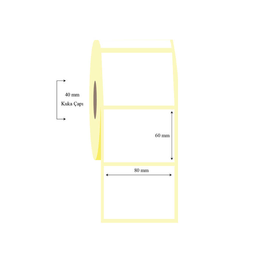 80mm x 60mm Tekli Termal Etiket