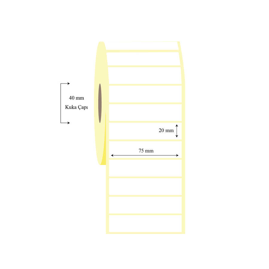 75mm x 20mm Tekli Termal Etiket