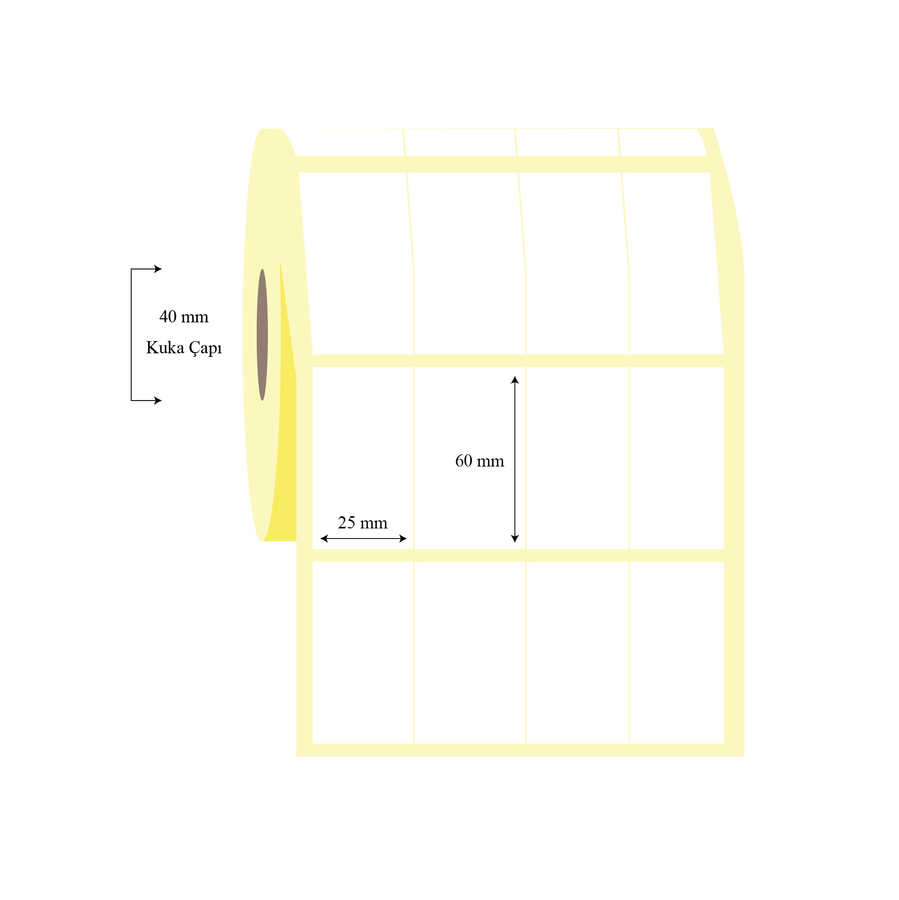 25mm x 60mm 4 Lü Bitişik Termal Etiket