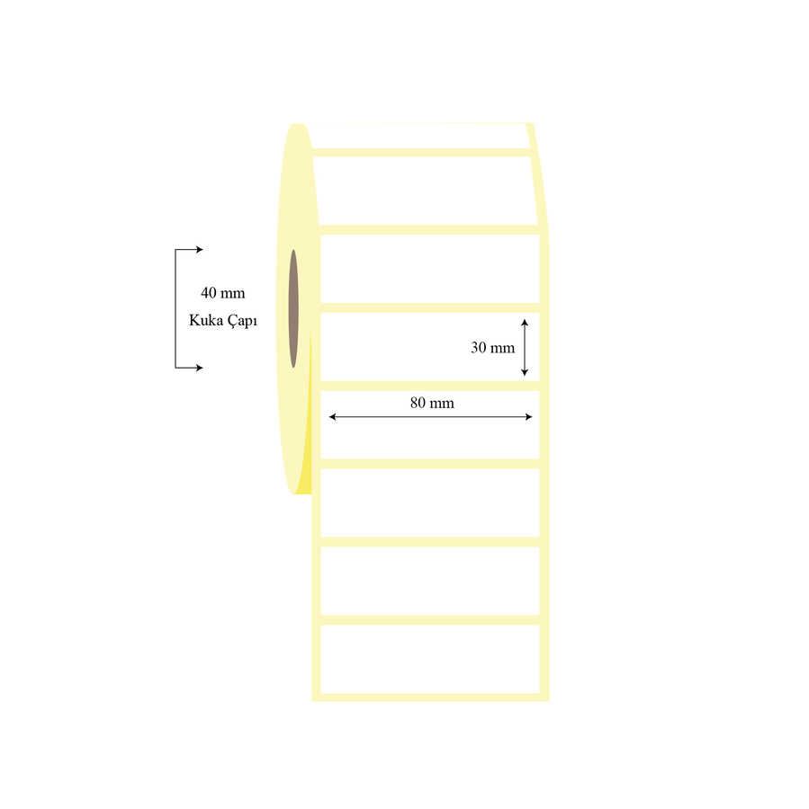 80mm x 30mm Tekli Lamine Termal Etiket