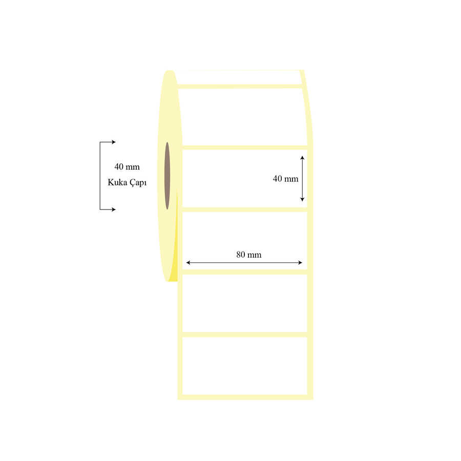 80mm x 40mm Tekli Lamine Termal Etiket