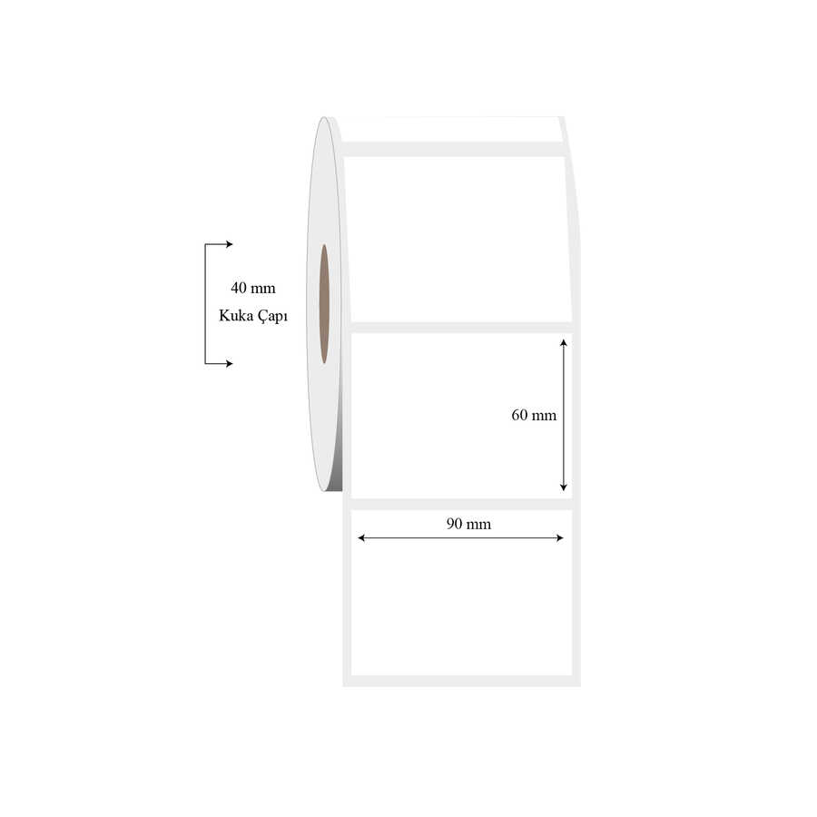 90mm x 60mm Tekli PP Şeffaf Etiket