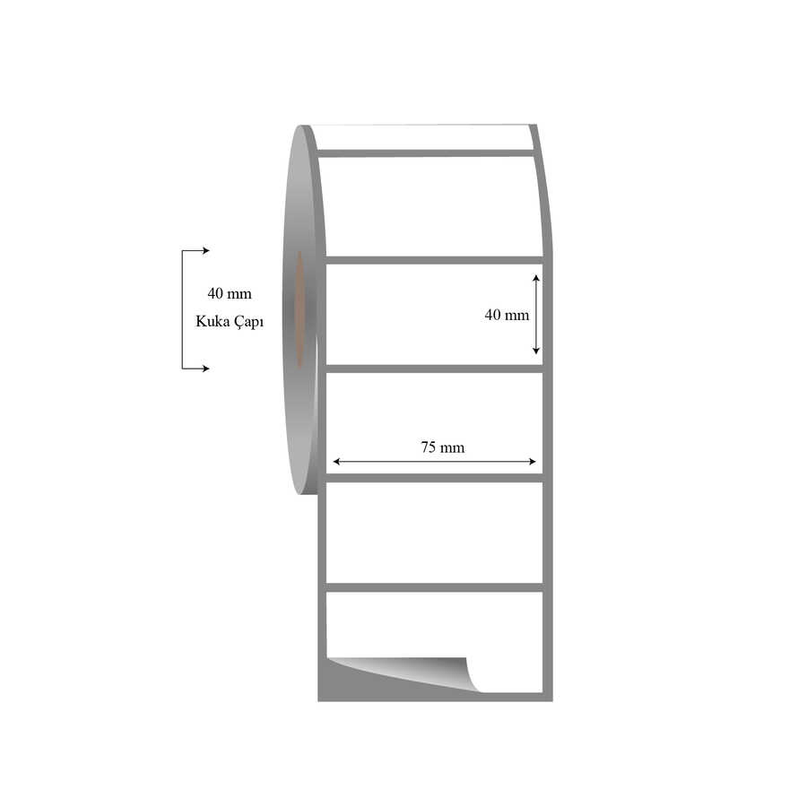 75mm x 40mm Tekli Fasson Fastyre Etiket