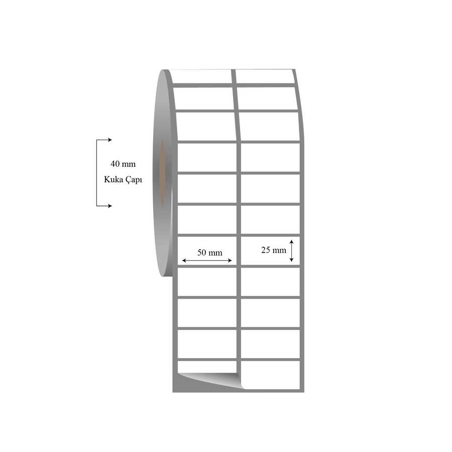 50mm x 25mm 2 li Ayrık Fasson Fastyre Etiket