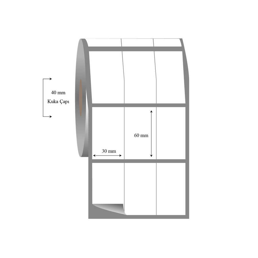 30mm x 60mm 3 Lü Bitişik Fasson Fastyre Etiket