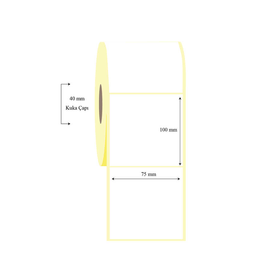 75mm x 100mm Tekli PP Opak Etiket