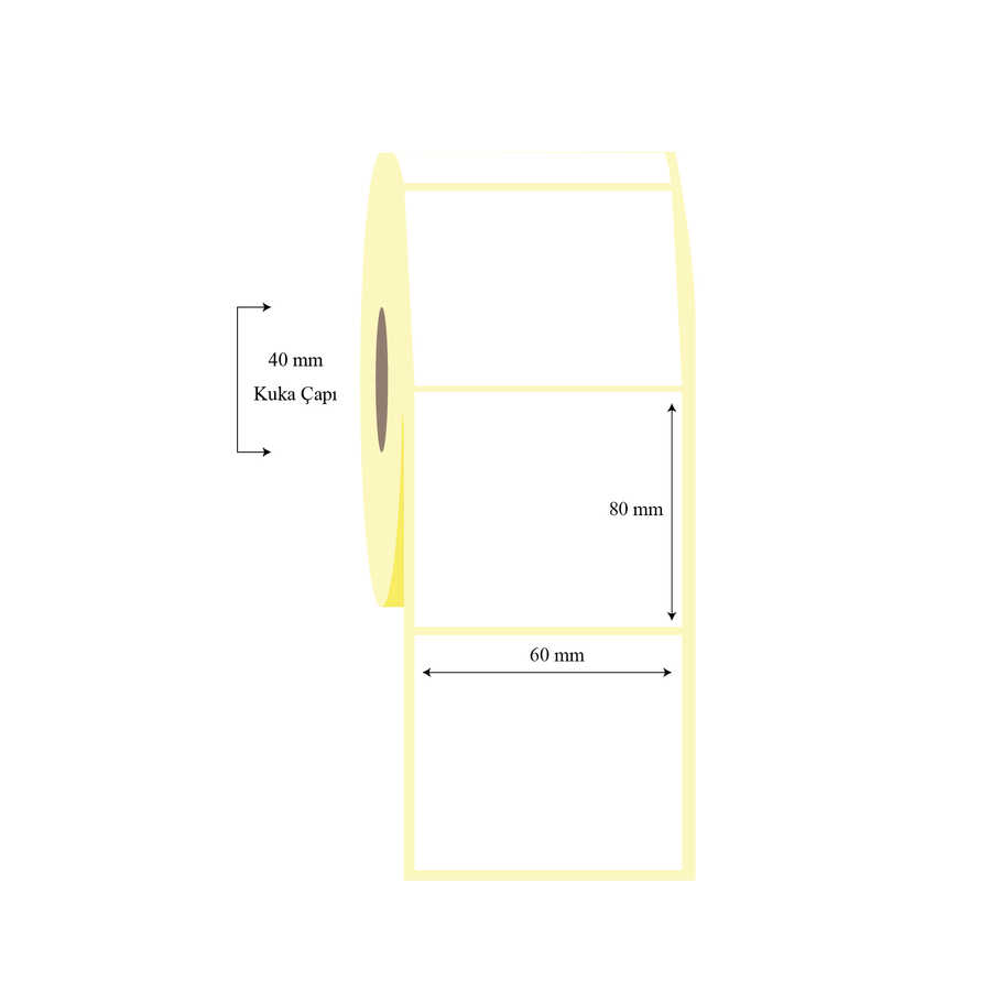 60mm x 80mm Tekli PP Opak Etiket