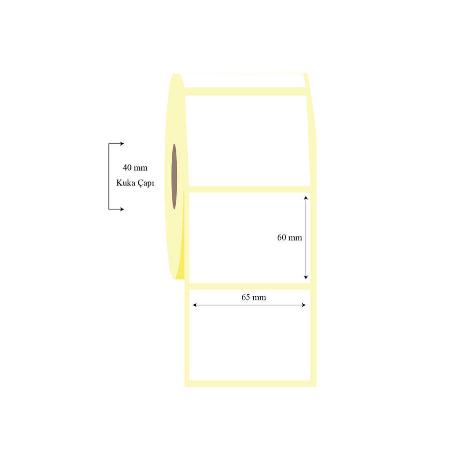 65mm x 60mm Tekli PP Opak Etiket