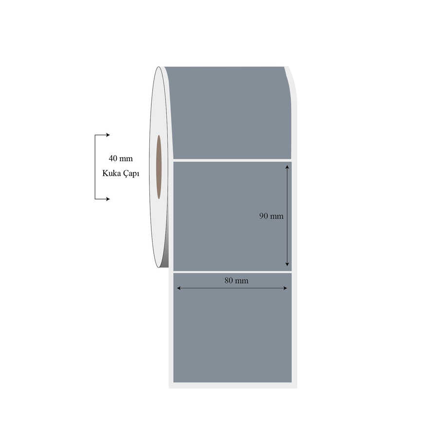 80mm x 90mm Tekli Silvermat Etiket