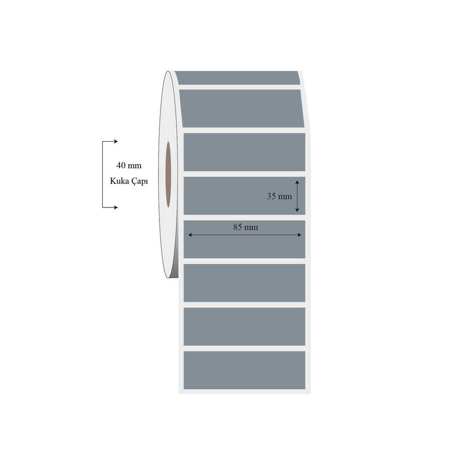 85mm x 35mm Tekli Silvermat Etiket