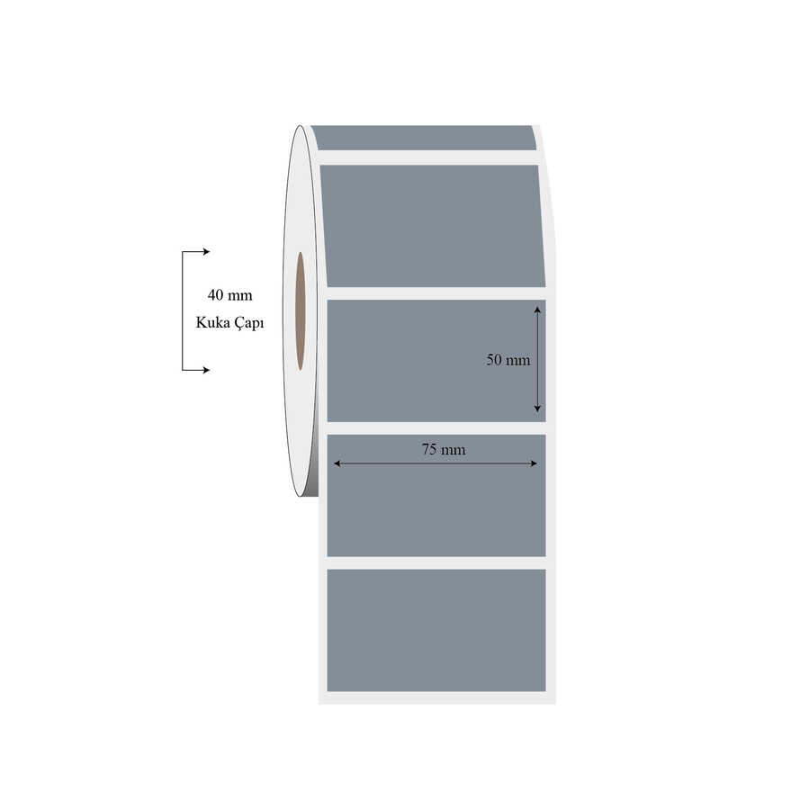 75mm x 50mm Tekli Silvermat Etiket