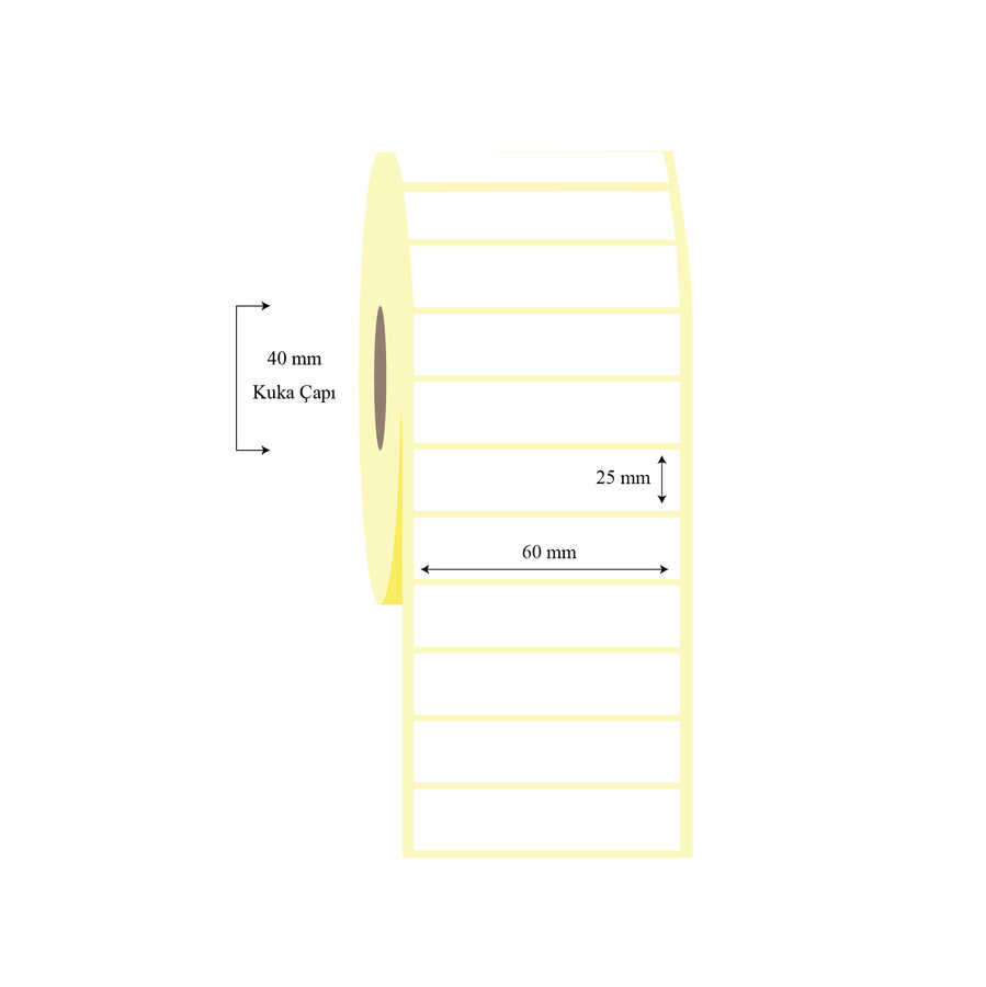 60mm x 25mm Tekli Termal Etiket