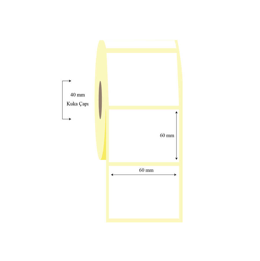 60mm x 60mm Tekli Termal Etiket