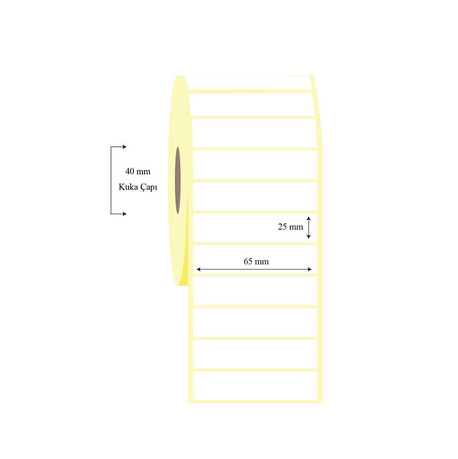 65mm x 25mm Tekli Termal Etiket