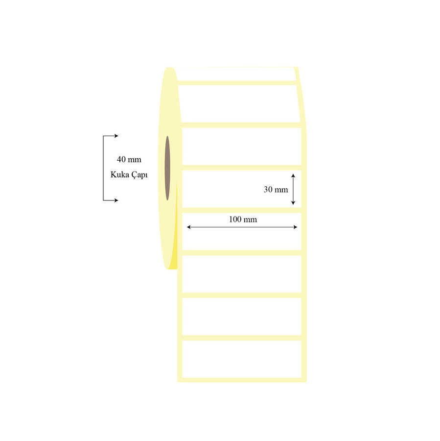 100mm x 30mm Tekli Lamine Termal Etiket