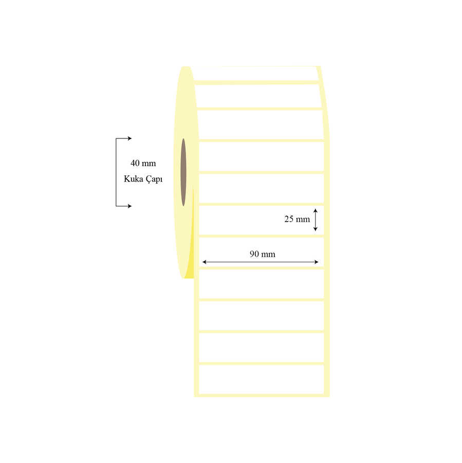 90mm x 25mm Tekli Lamine Termal Etiket