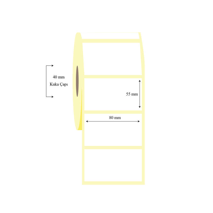 80mm x 55mm Tekli Lamine Termal Etiket