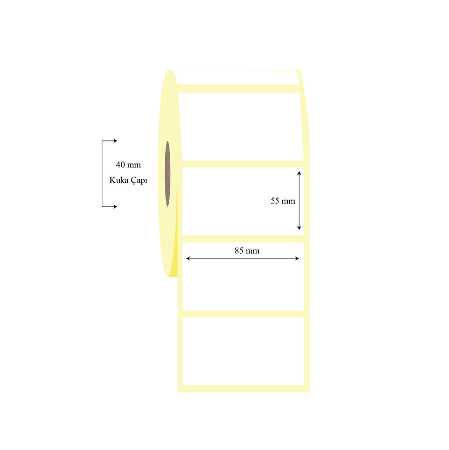 85mm x 55mm Tekli Lamine Termal Etiket