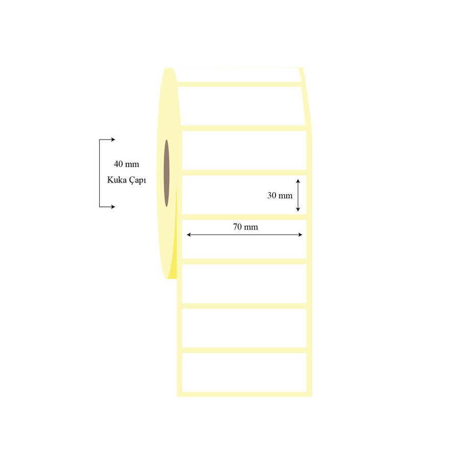 70mm x 30mm Tekli Lamine Termal Etiket