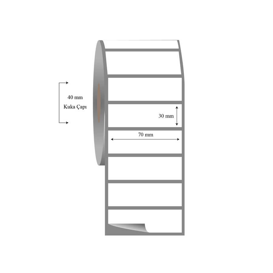 70mm x 30mm Tekli Fasson Fastyre Etiket