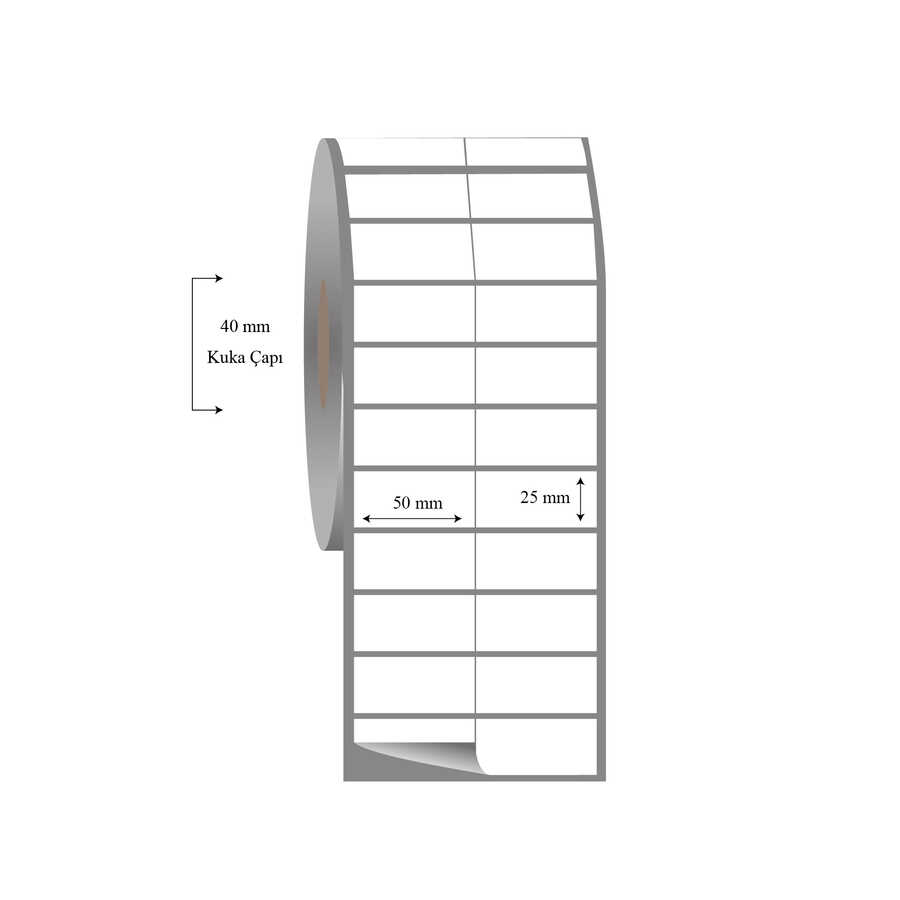 50mm x 25mm 2 li Bitişik Fasson Fastyre Etiket