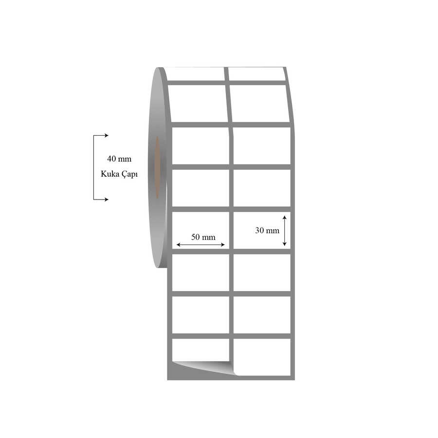 50mm x 30mm 2 li Ayrık Fasson Fastyre Etiket