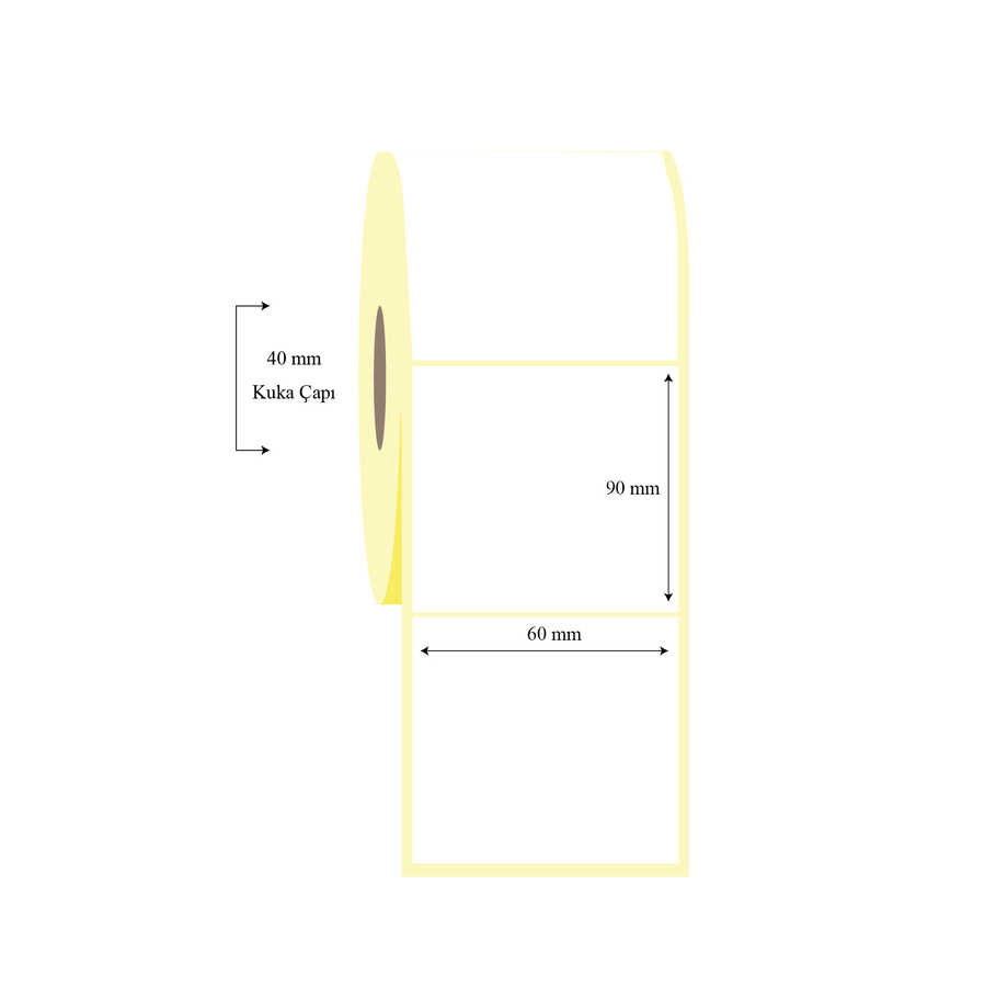 60mm x 90mm Tekli PP Opak Etiket