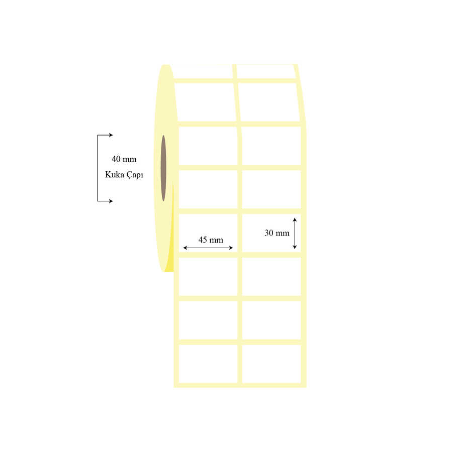 45mm x 30mm 2 li Ayrık PP Opak Etiket