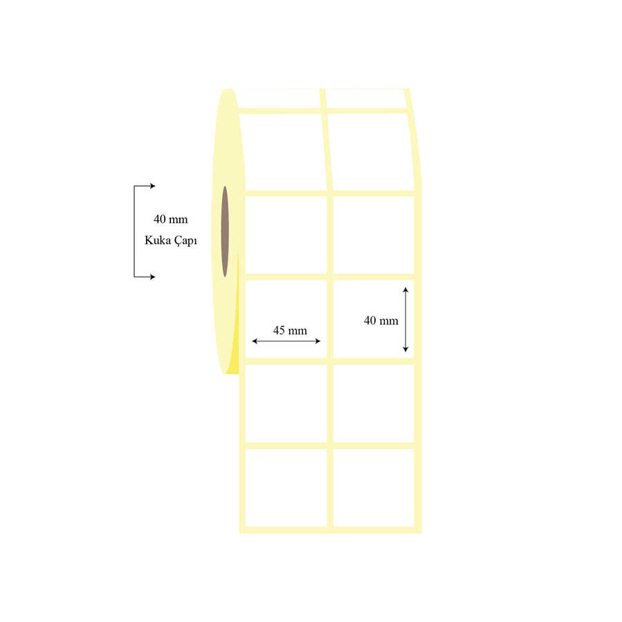 45mm x 40mm 2 li Ayrık PP Opak Etiket