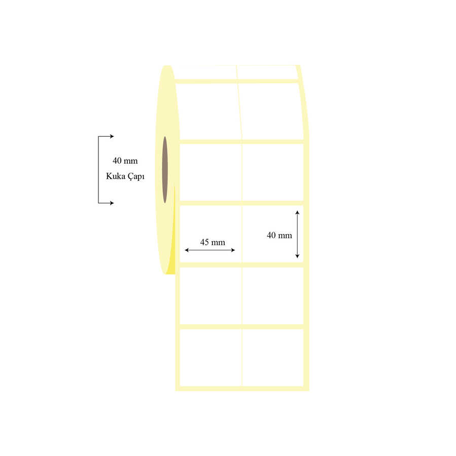 45mm x 40mm 2 li Bitişik PP Opak Etiket