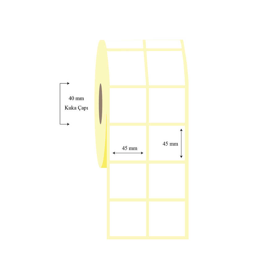 45mm x 45mm 2 li Ayrık PP Opak Etiket