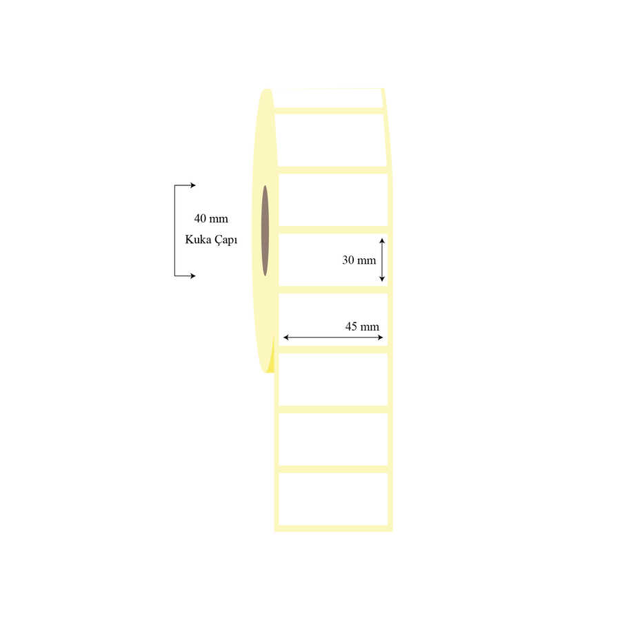 45x30 45mm x 30mm Tekli Termal Etiket - Görsel 1