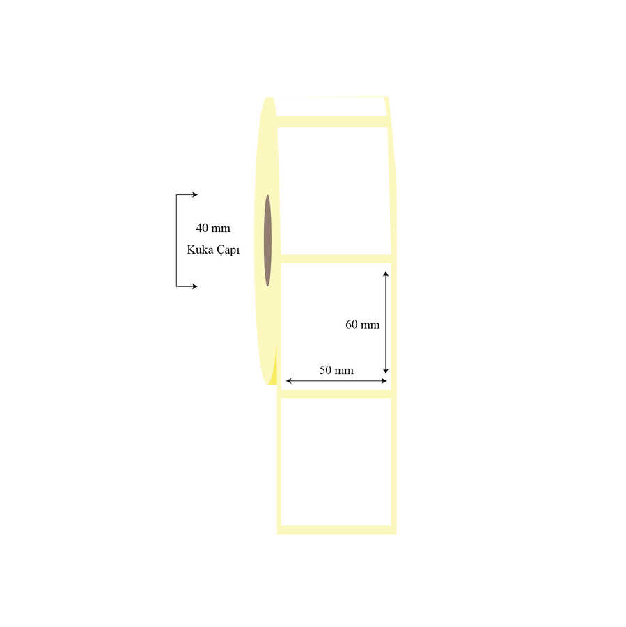 50x60 50mm x 60mm Tekli Termal Etiket - Görsel 1