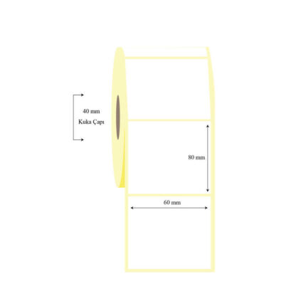60mm x 80mm Tekli Kuşe Etiket