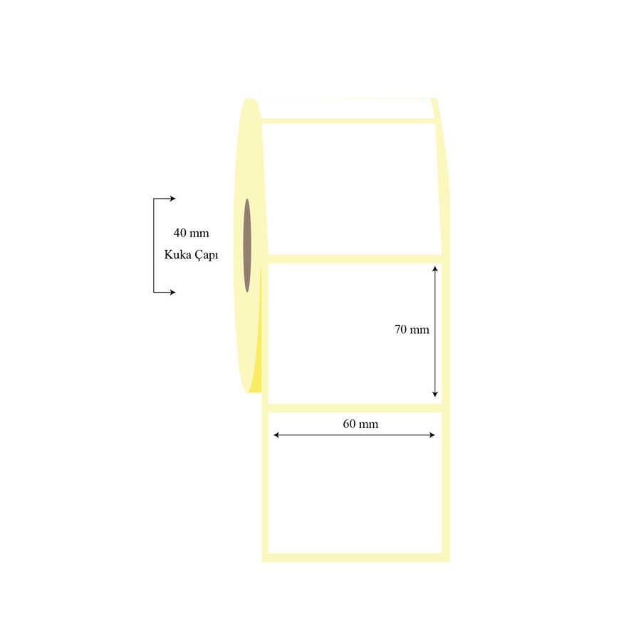 60x70 60mm x 70mm Tekli Termal Etiket - Görsel 1