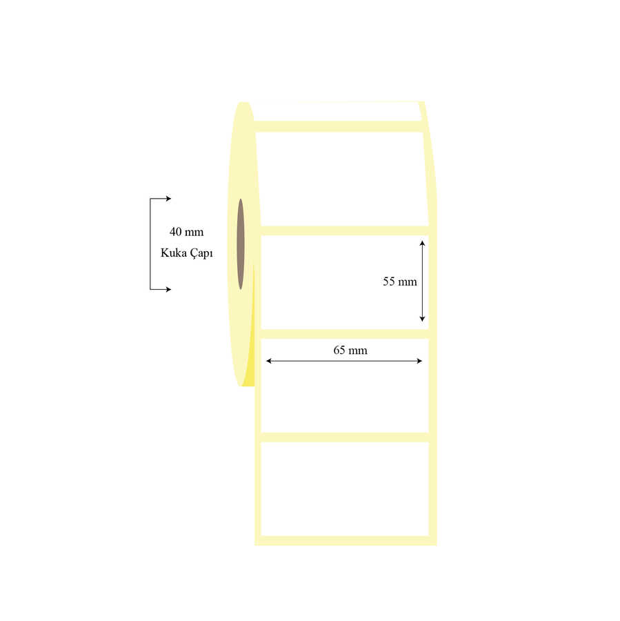 65x55 65mm x 55mm Tekli Termal Etiket - Görsel 1