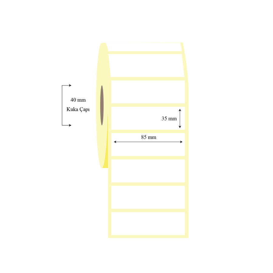 85mm x 35mm Tekli Lamine Termal Etiket 85mm x 35mm Tekli Lamine Termal Etiket - Görsel 1