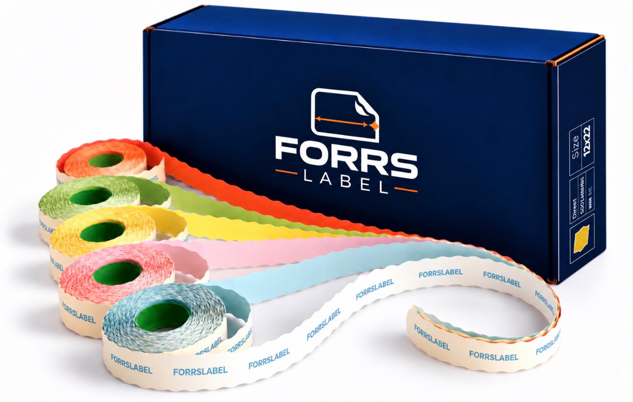 hardal Forrs Label No: 4 Meto Etiket 12x22 mm – (Hardal) – 42 Rulo x 1.500 Sarım - Görsel 1